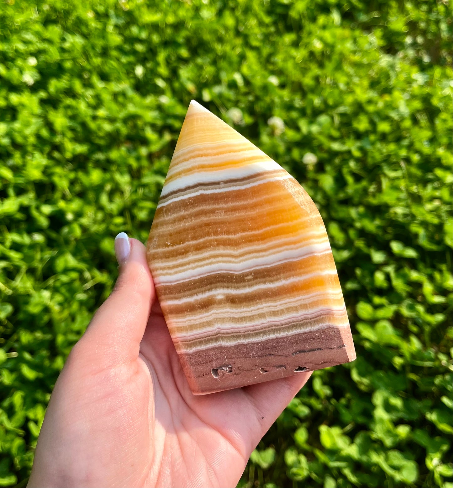 Orange calcite tear freeform