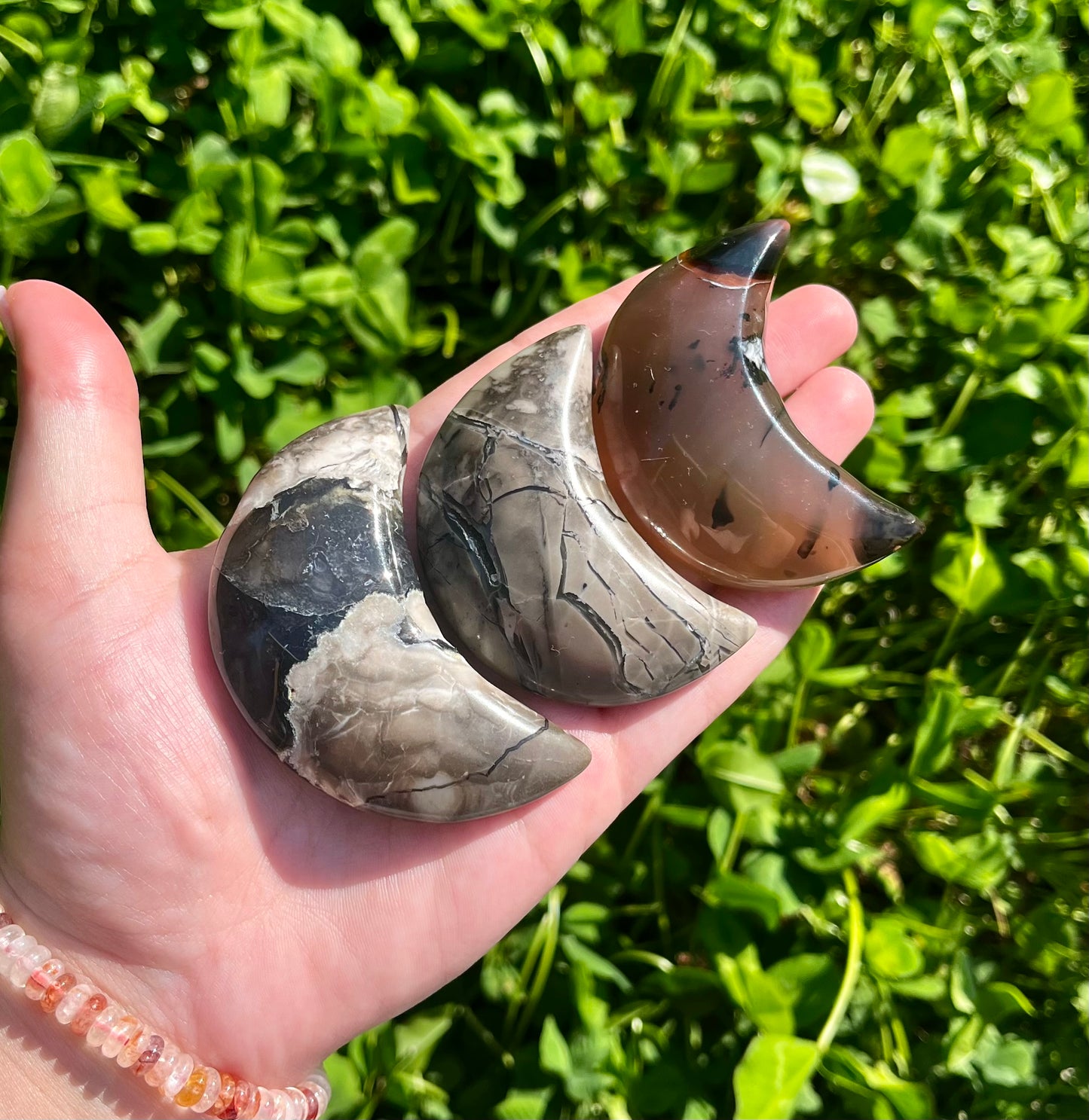 Volcano agate moon carvings