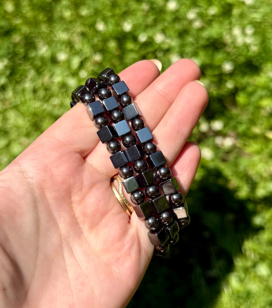 Square hematite bracelets