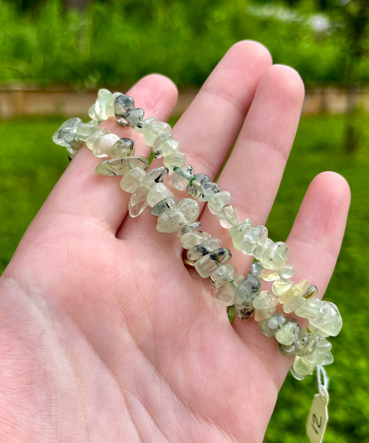 Prehnite chip bracelets