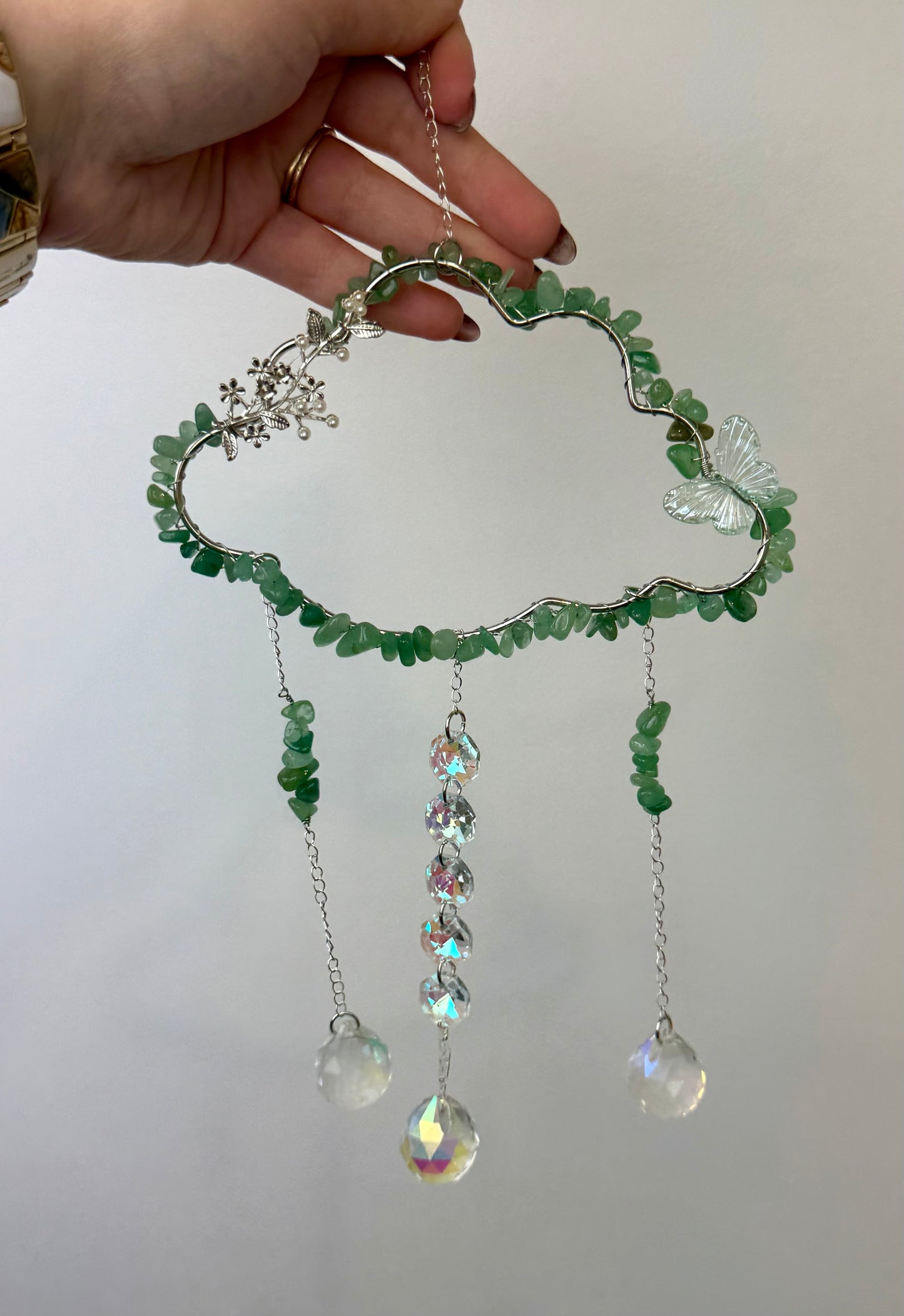 Green aventurine cloud suncatcher