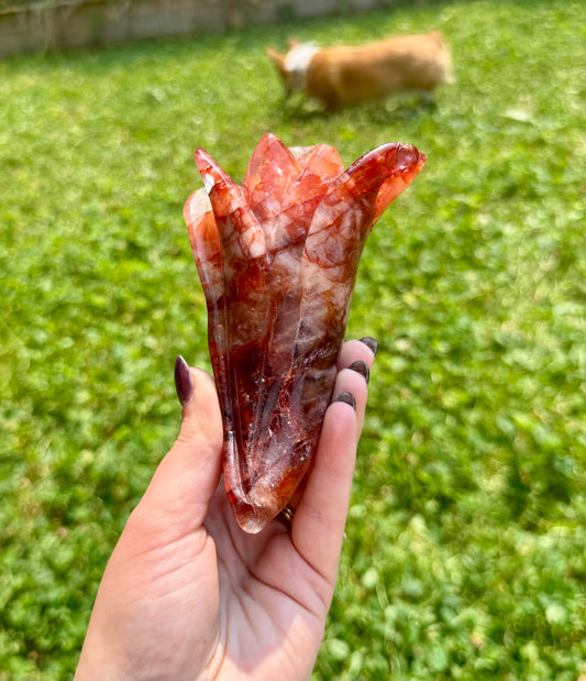 Fire Quartz flower carving