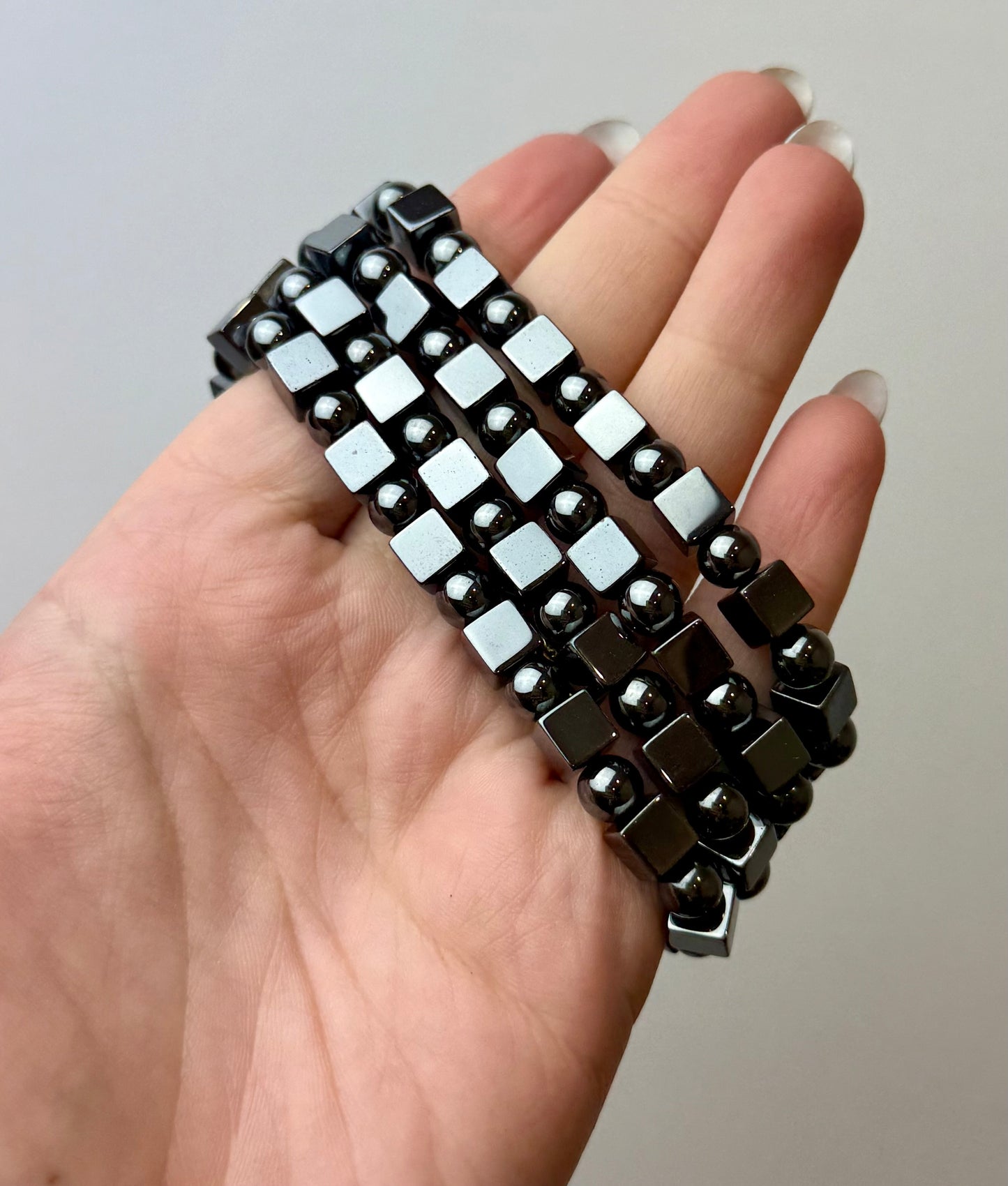 Hematite cube bracelets