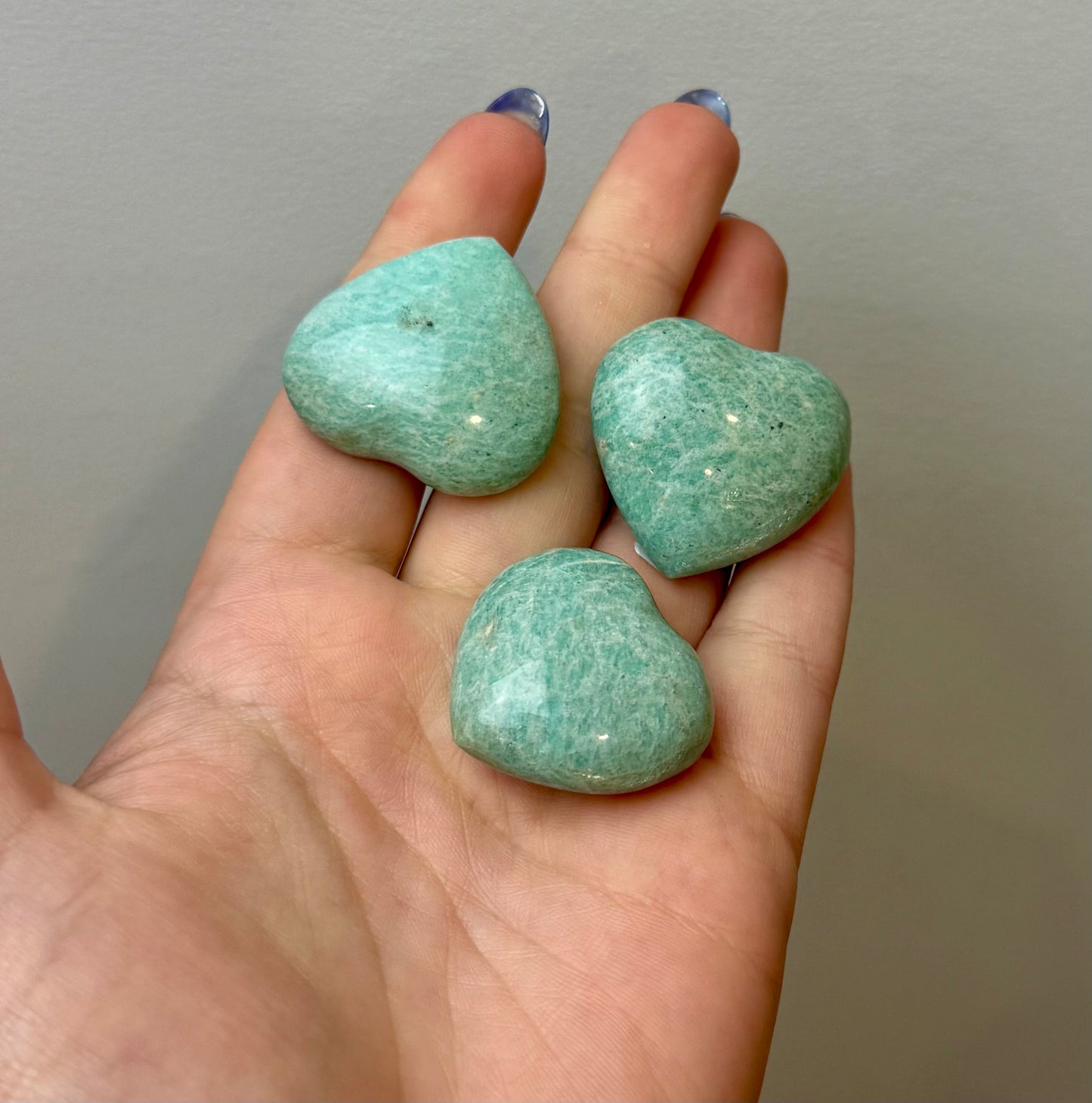 Amazonite heart carvings