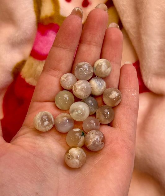 Mini mini flower agate spheres