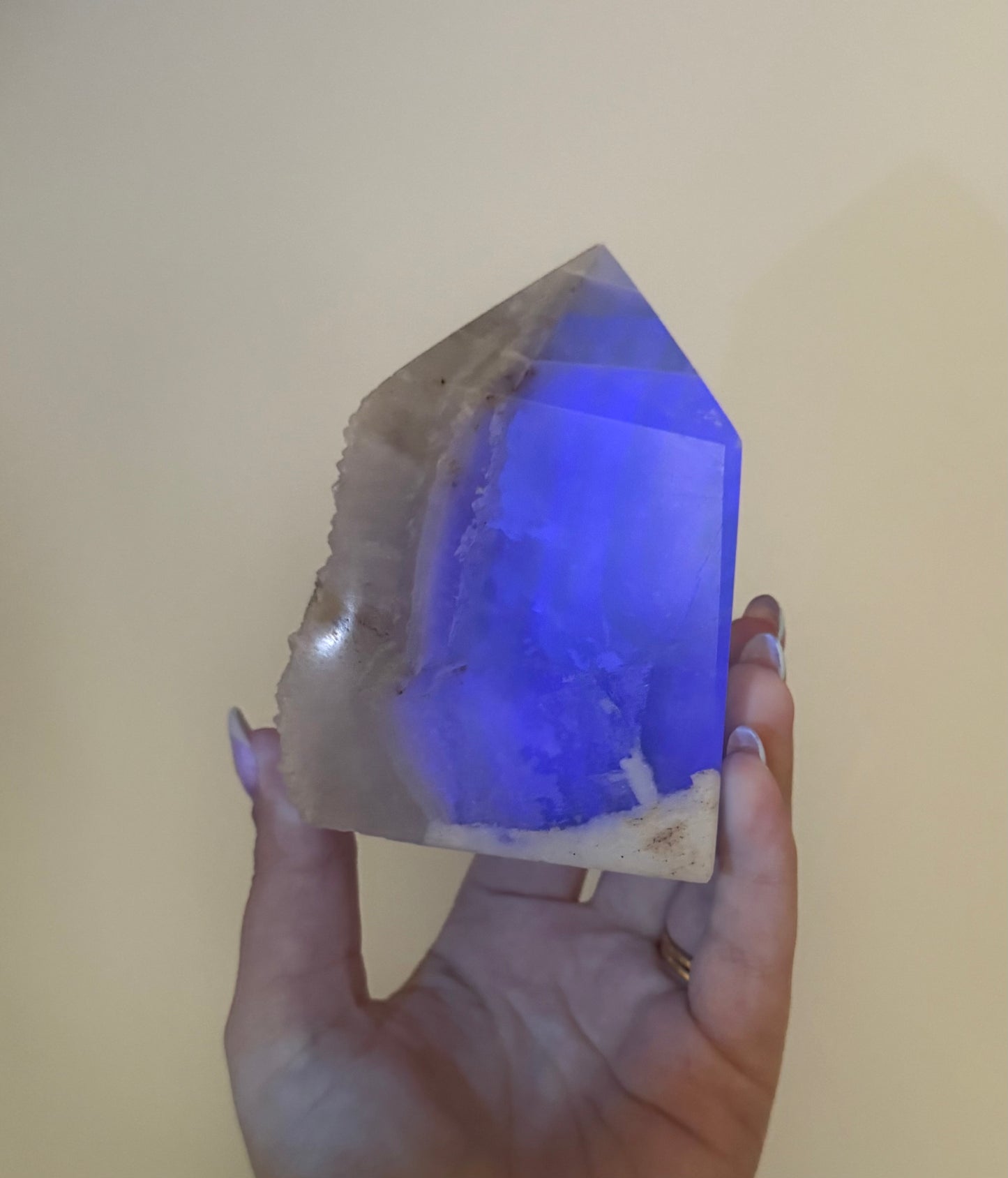 Half raw fluorite tower