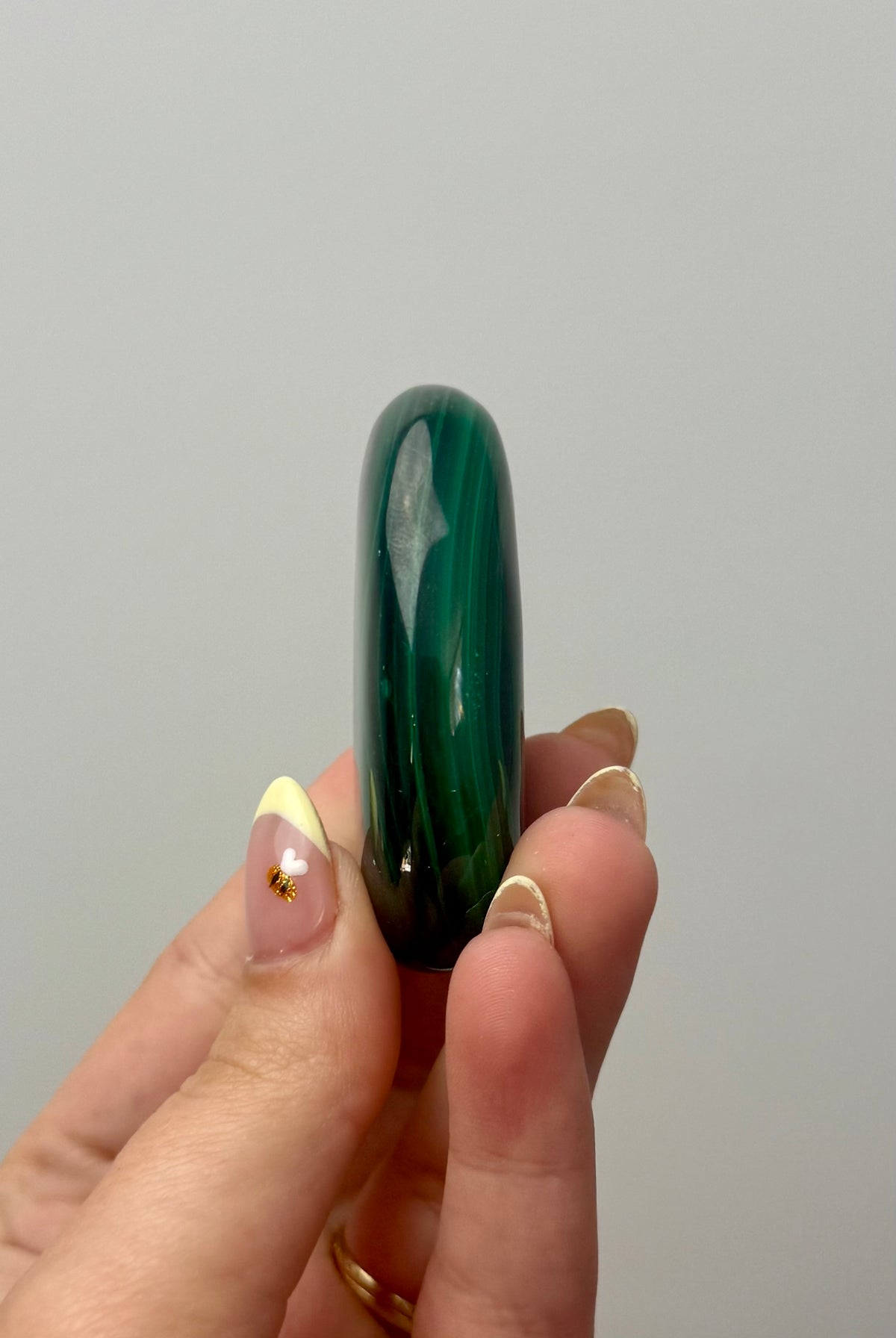 Malachite palm stone C