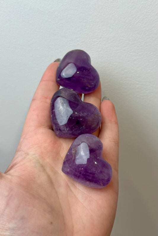 Amethyst heart carvings