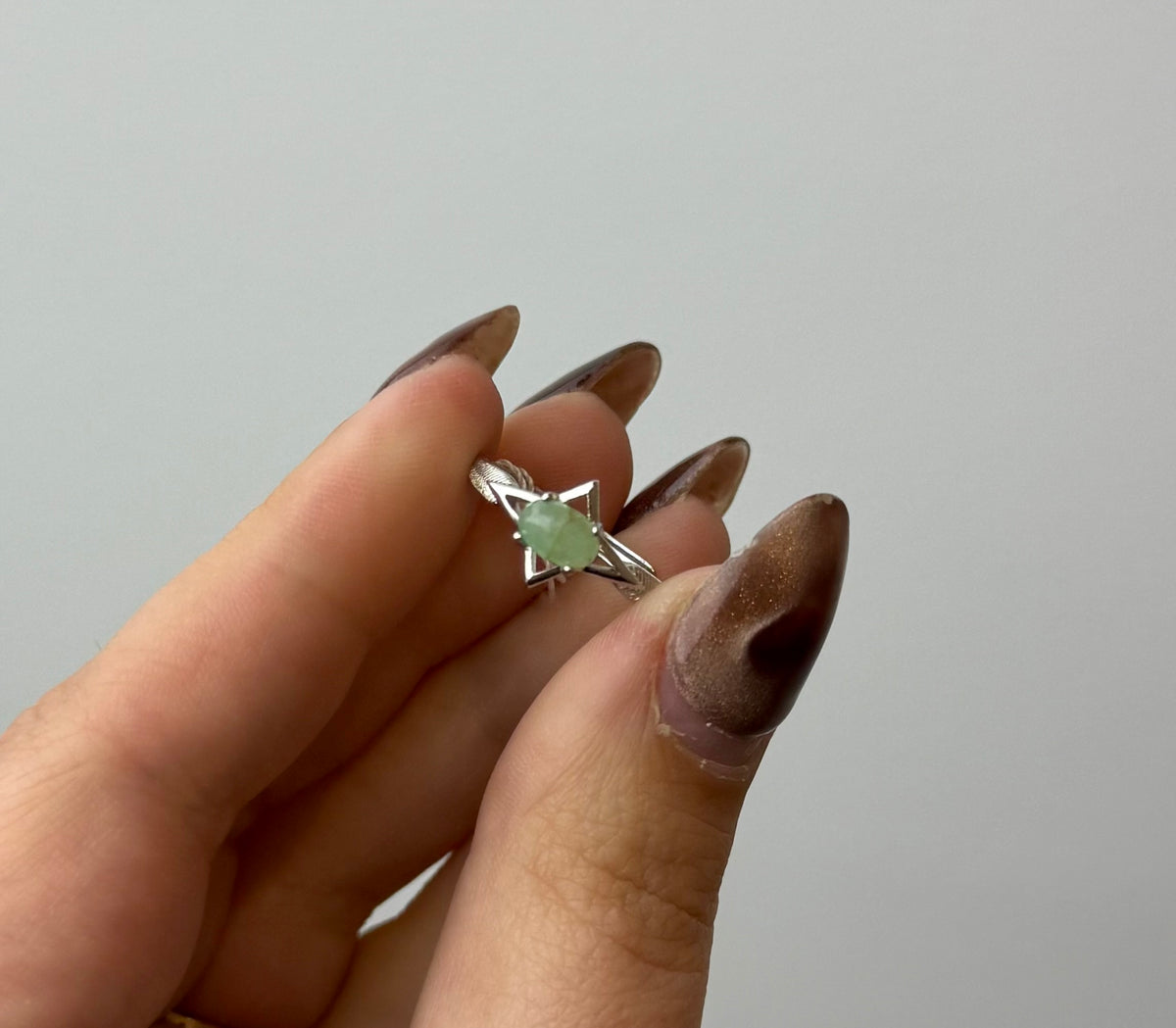 Green aventurine adjustable ring