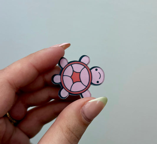 Pink turtle pin