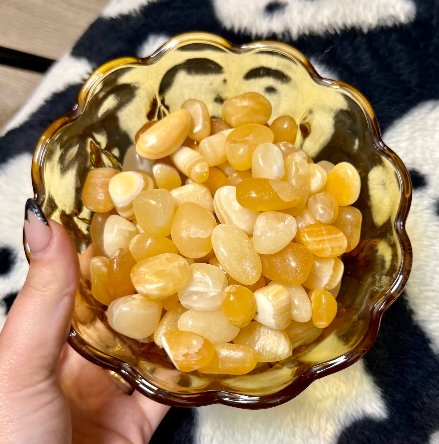 Orange yellow calcite tumbles