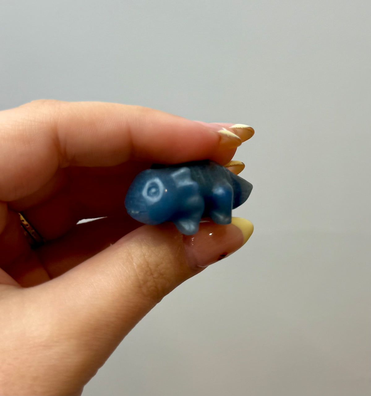 Blue aventurine axolotl carving ￼