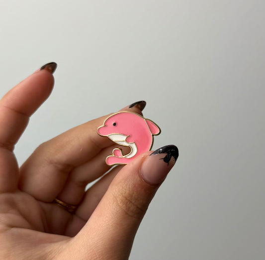 Pink dolphin enamel pin