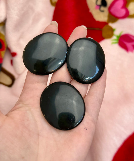 Black obsidian flat stones