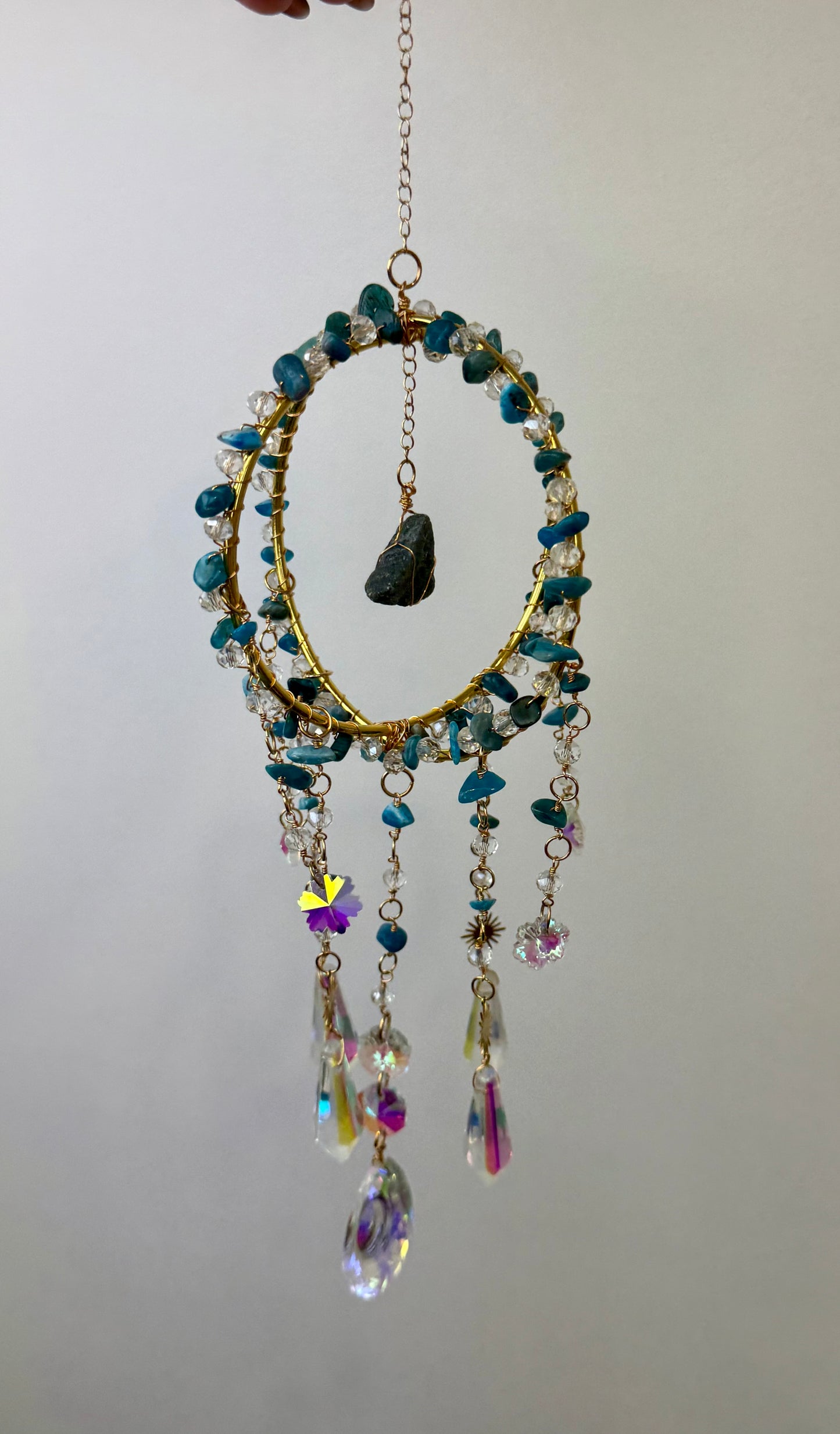 Blue apatite suncatcher
