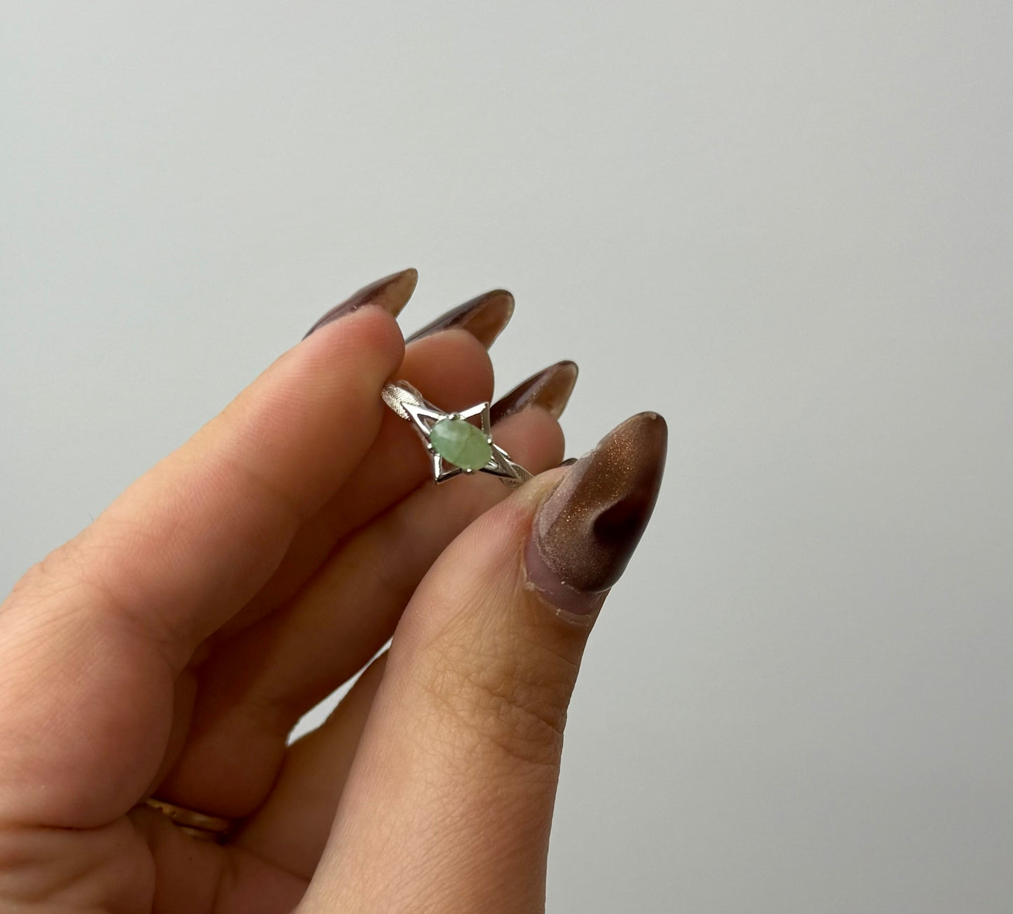 Green aventurine adjustable ring