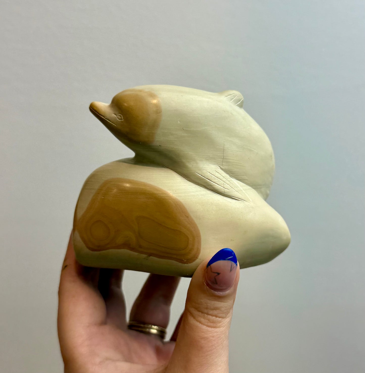 Sandstone dolphin carving thrifted find