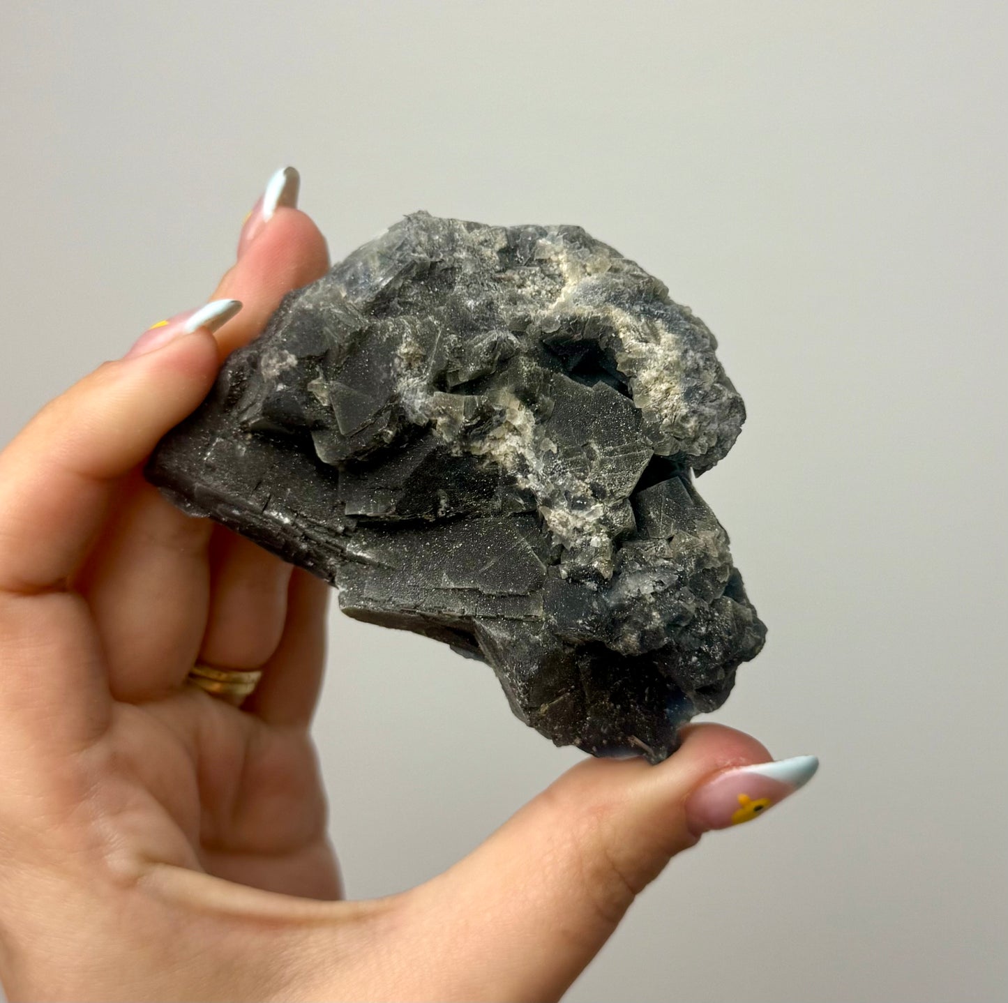 Black rose fluorite specimen
