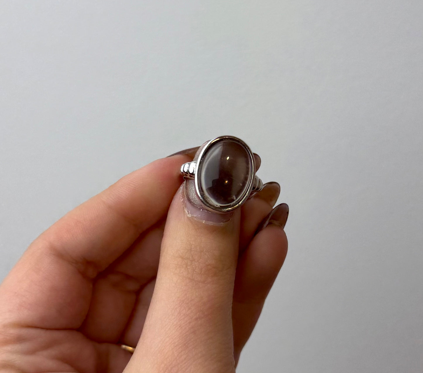Smoky quartz adjustable rings