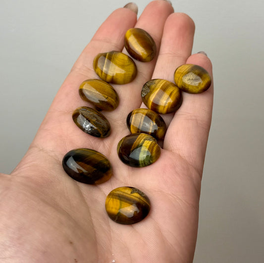 Tigers eye cabochon carvings
