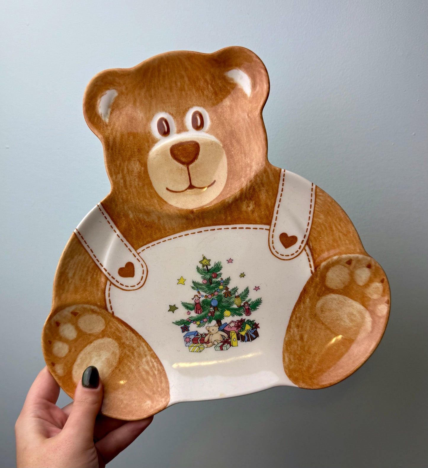 Christmas teddy bear dish thrifted find