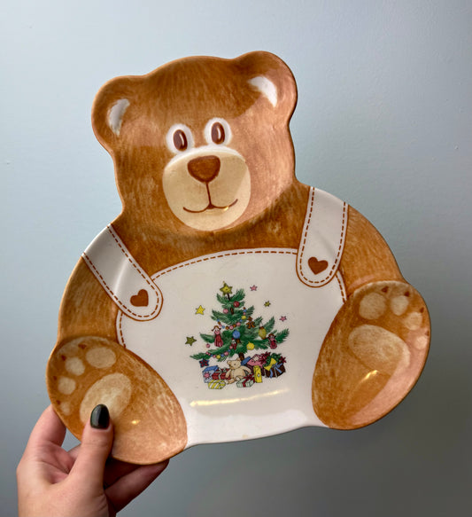 Christmas teddy bear dish thrifted find