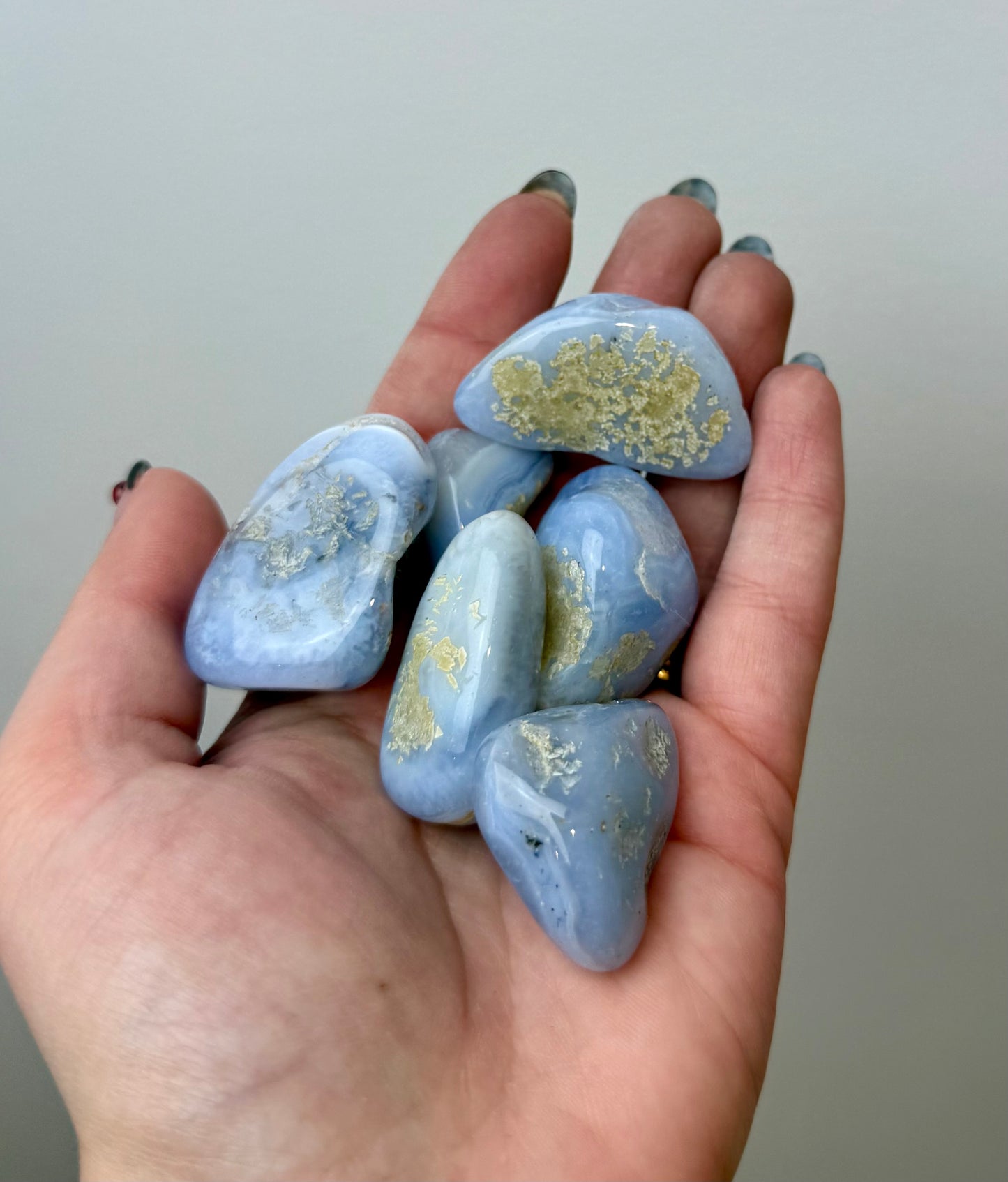 Blue lace agate tumbles