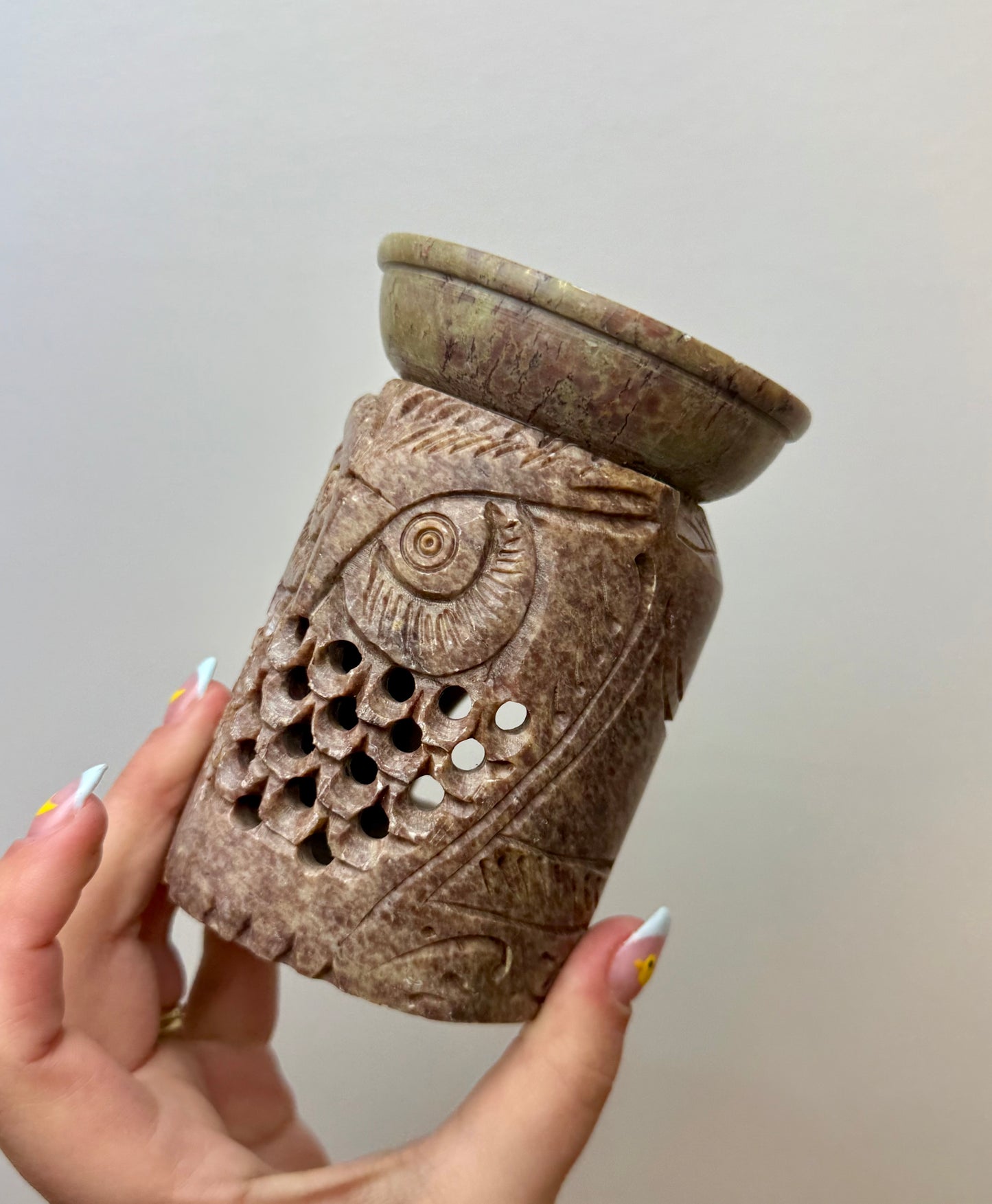 Stone owl wax melter thrifted find