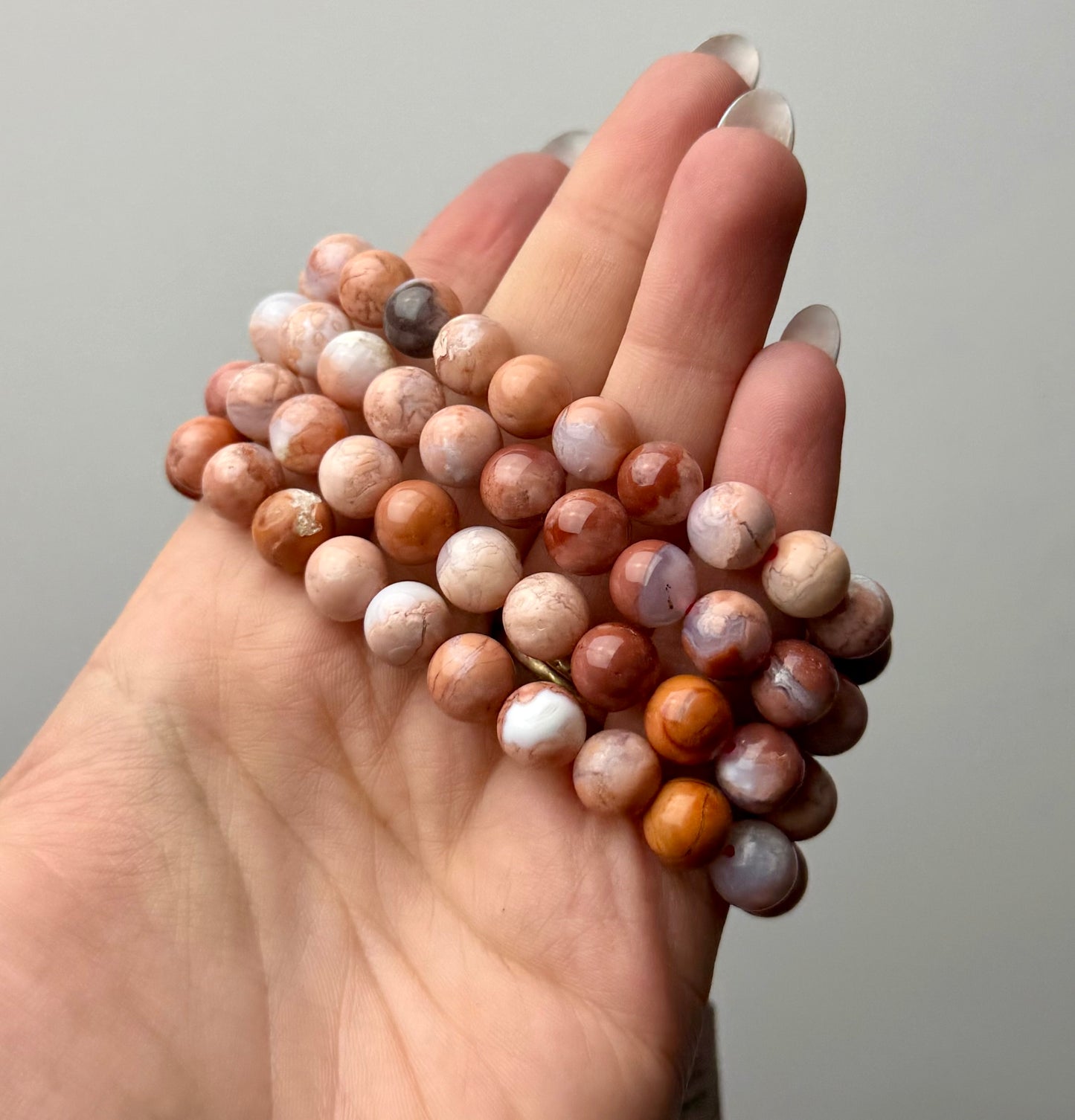 Pink chalcedony “pink cotton candy agate” bracelets
