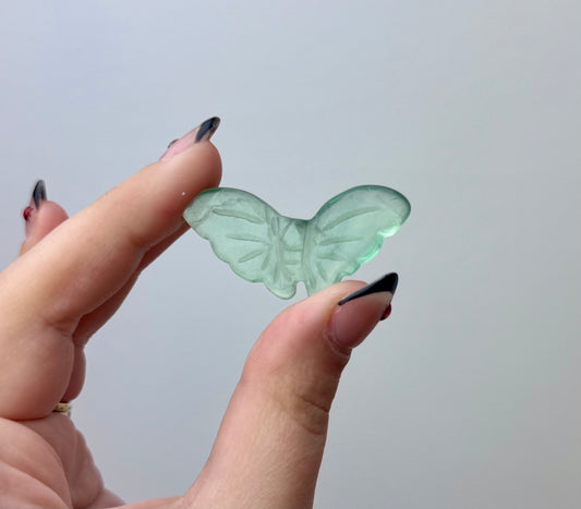 Fluorite butterfly carving