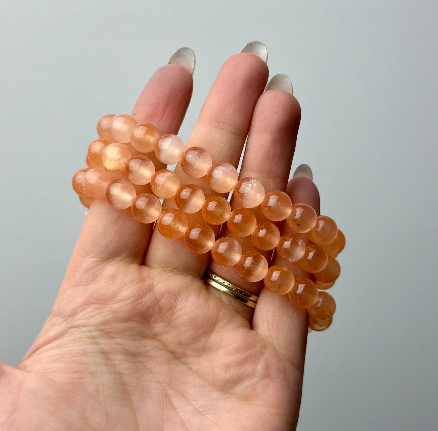 Dyed orange satin spar bracelets