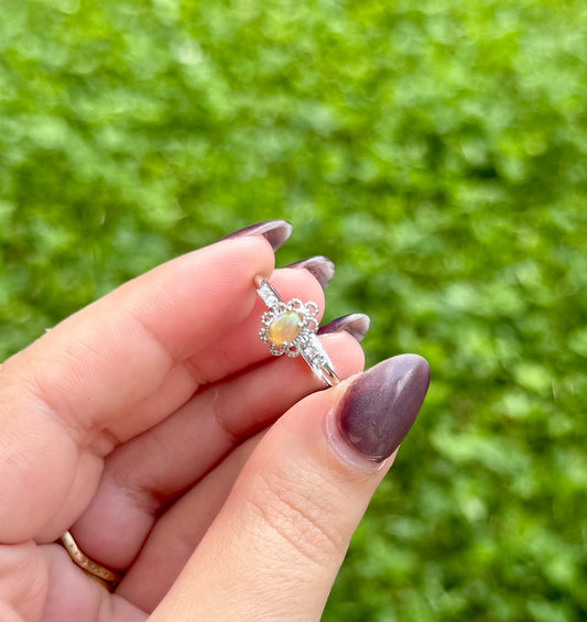 Opal adjustable ring