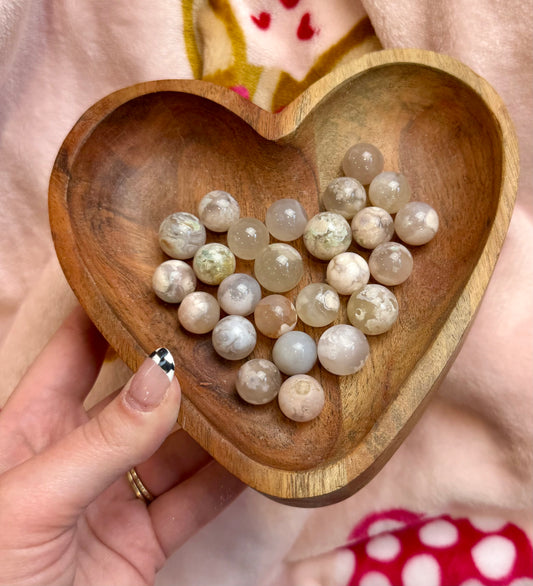 Mini flower agate spheres