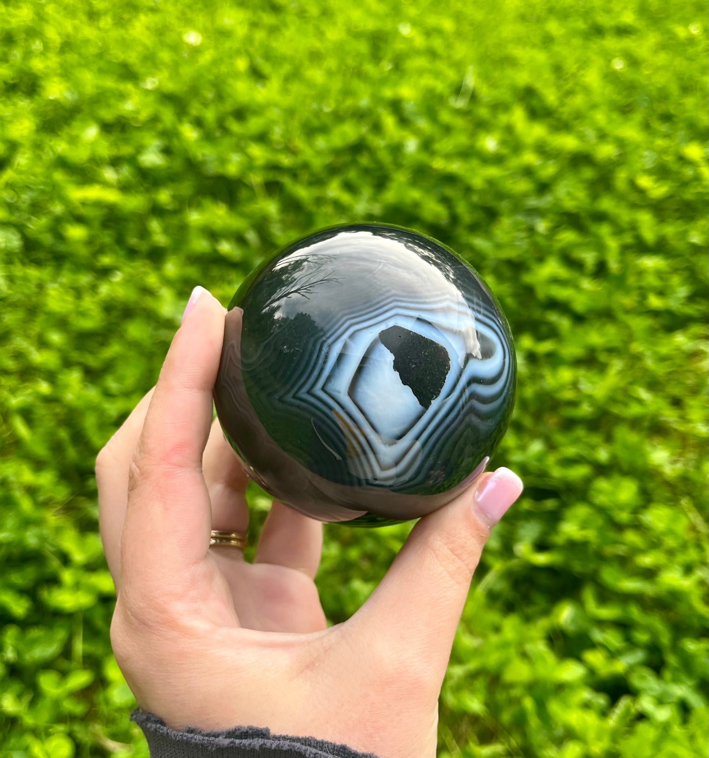 Black agate sphere