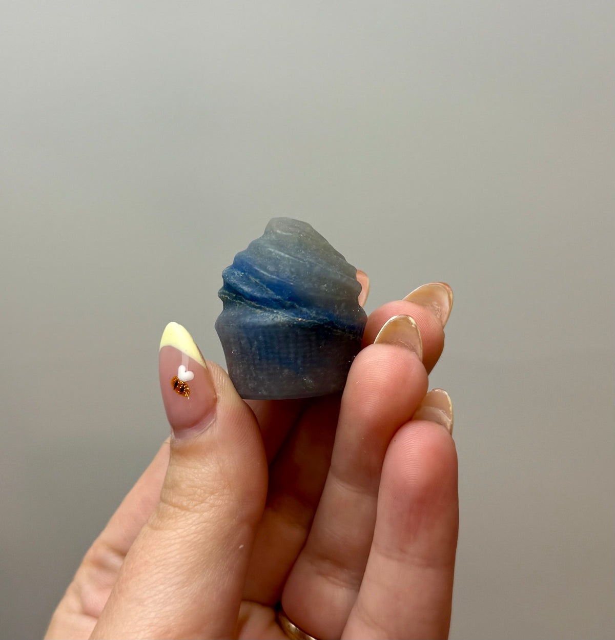 Blue aventurine cupcake carving
