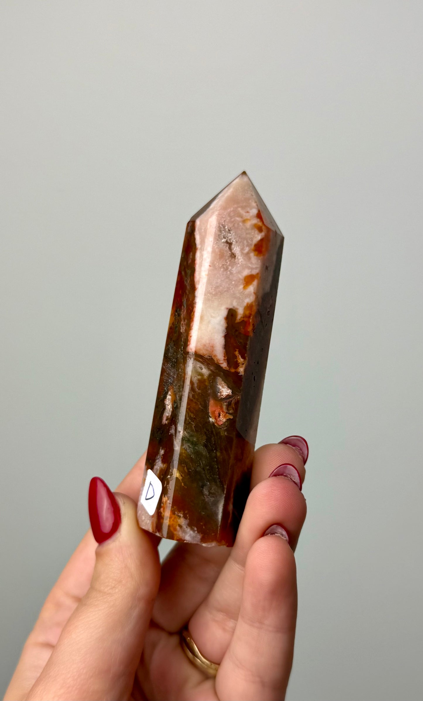 Dyed moss agate tower D