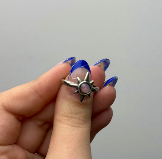 Opal star adjustable ring