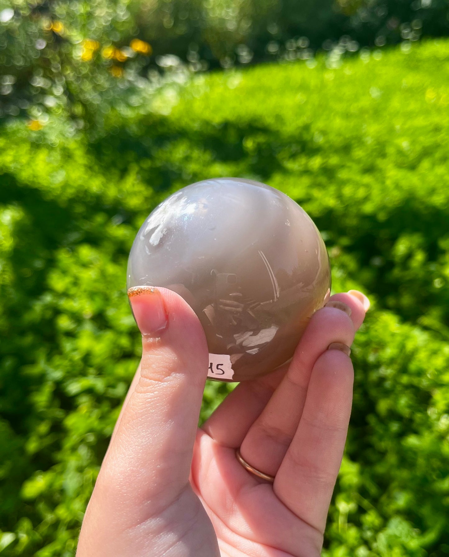 Flower agate sphere