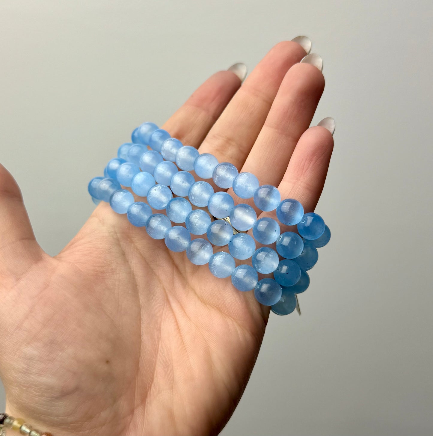 Dyed blue satin spar bracelets