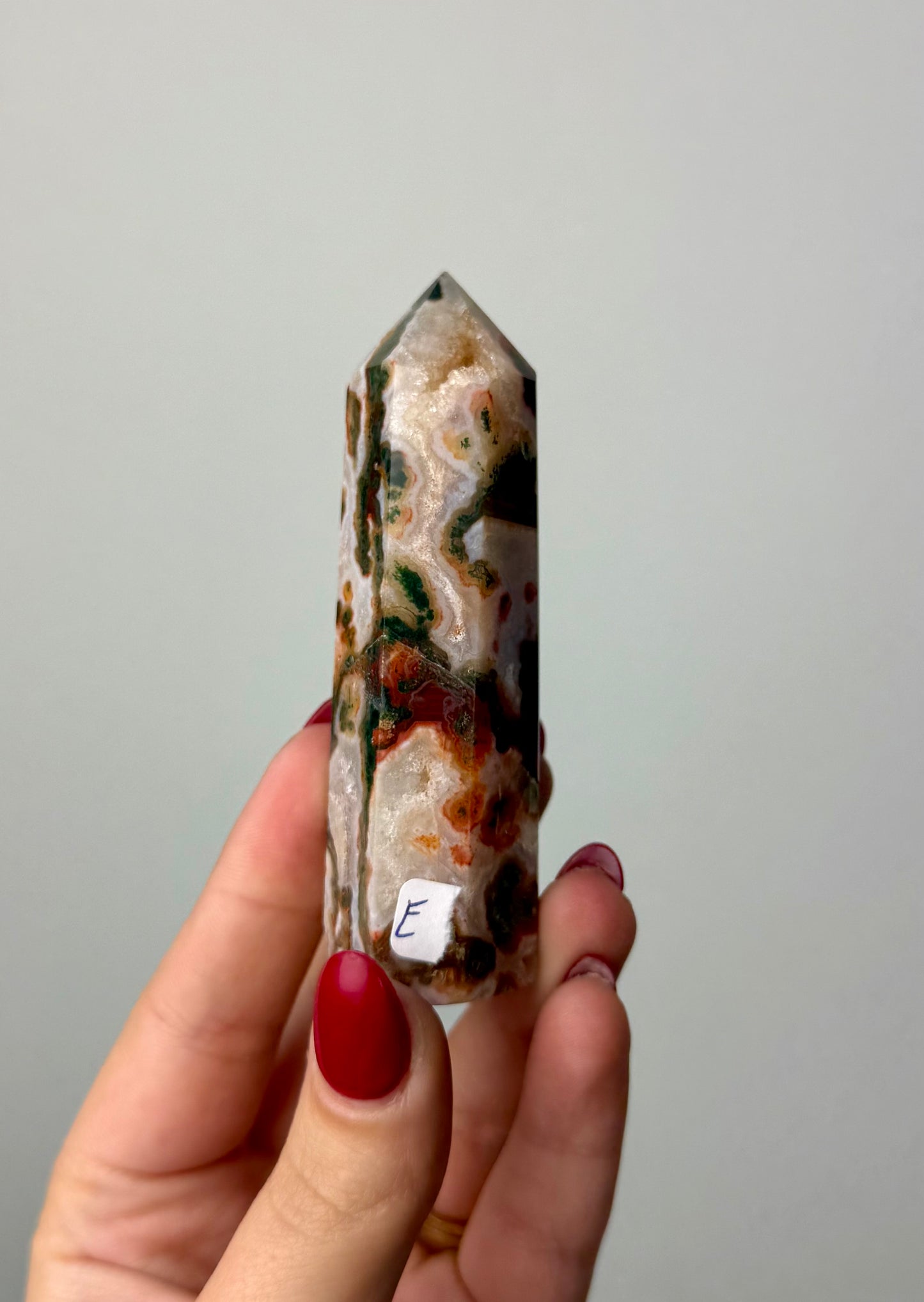 Dyed moss agate tower E