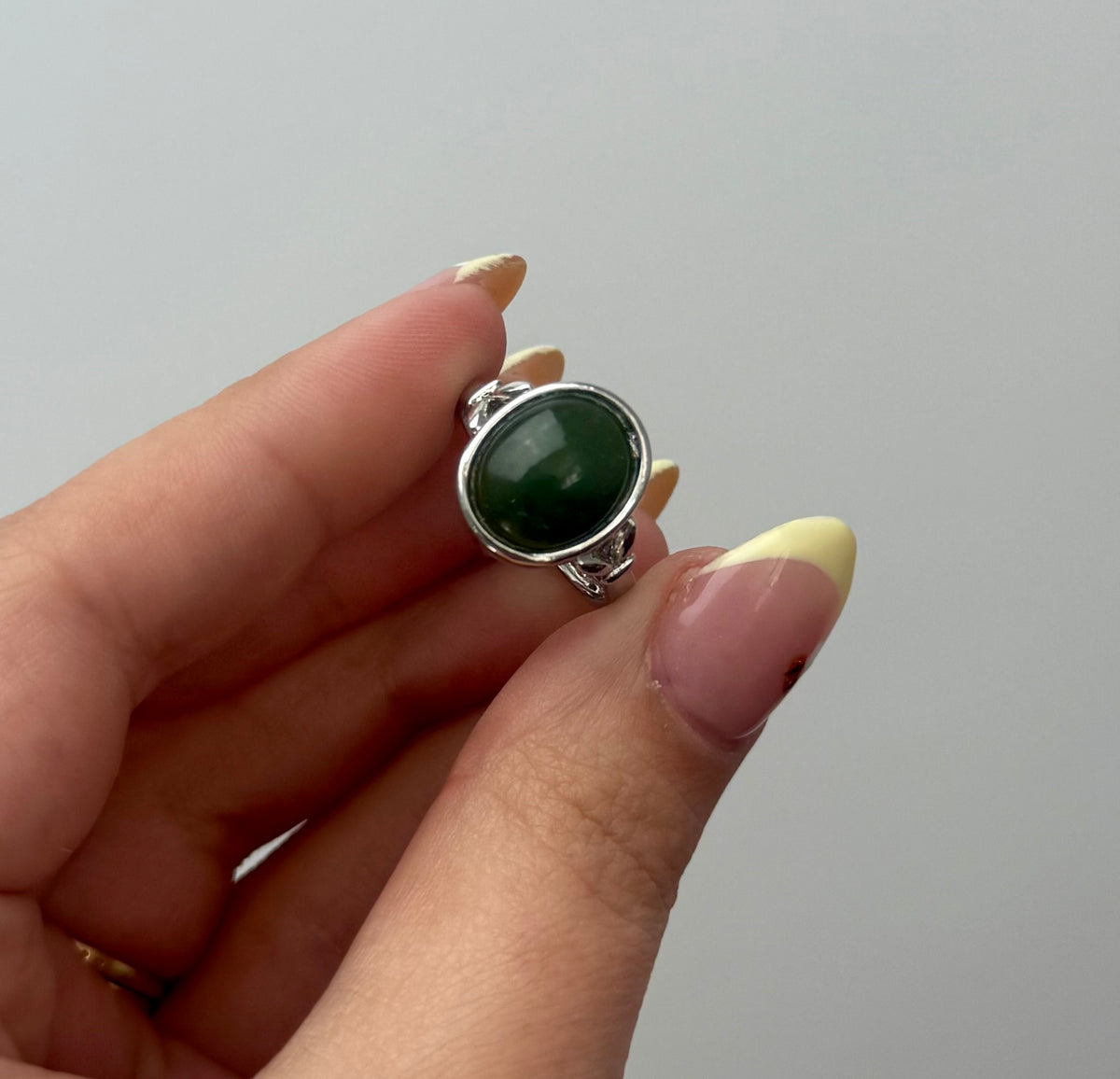 Jade adjustable ring