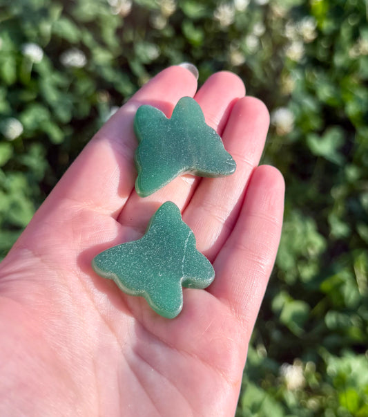 Green aventurine butterfly carvings