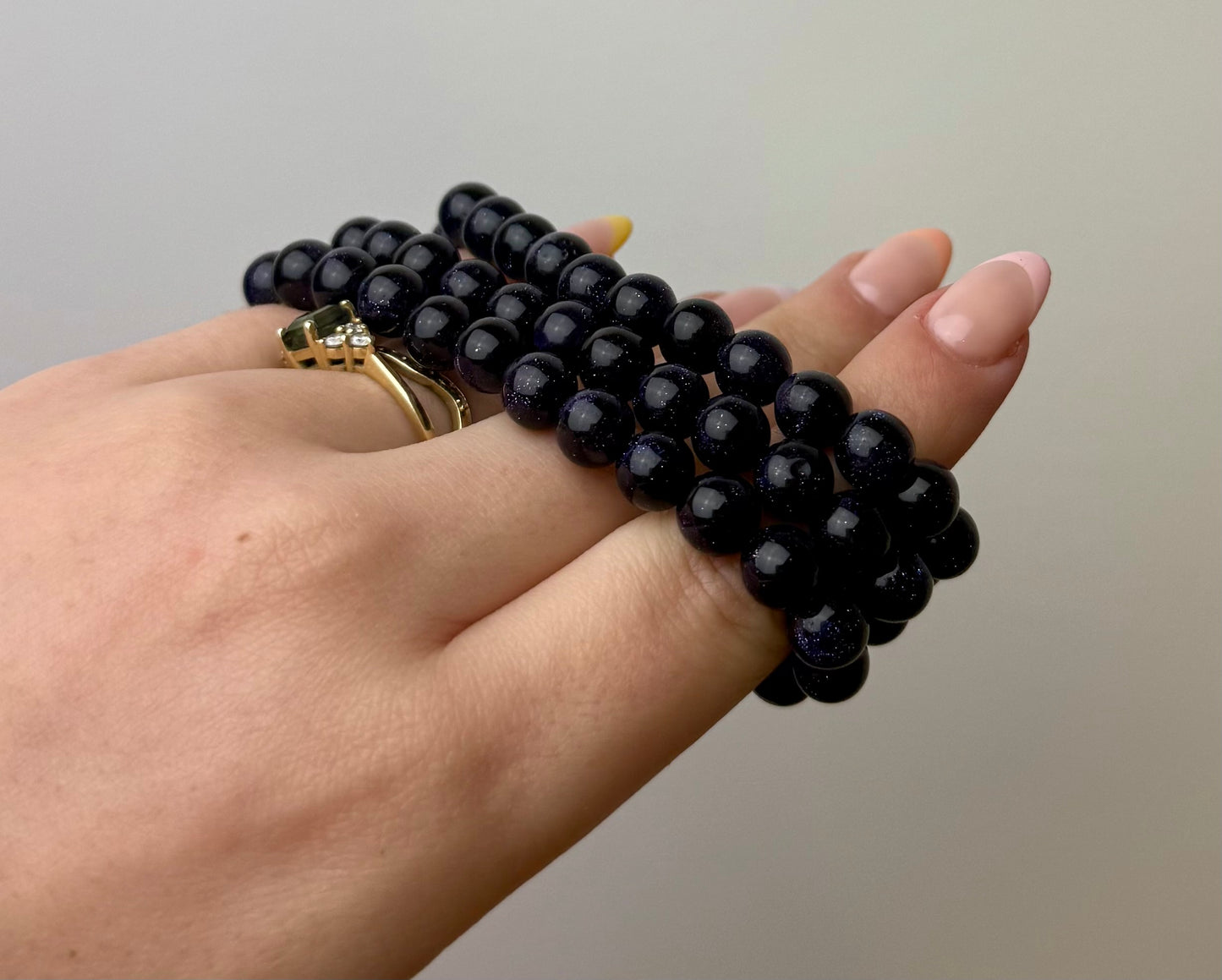 Man made material blue goldstone bracelets