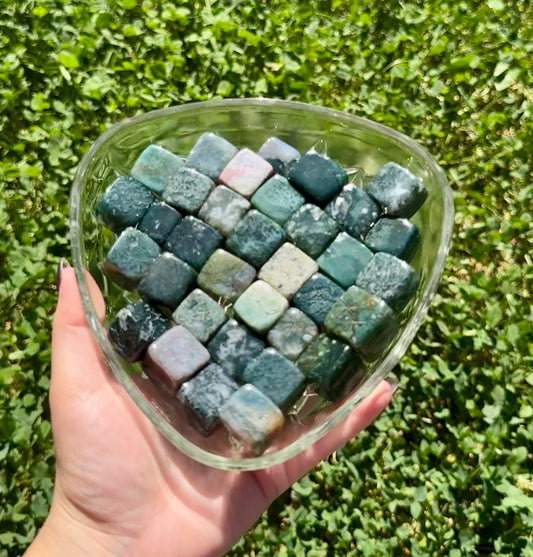 Moss agate cubes