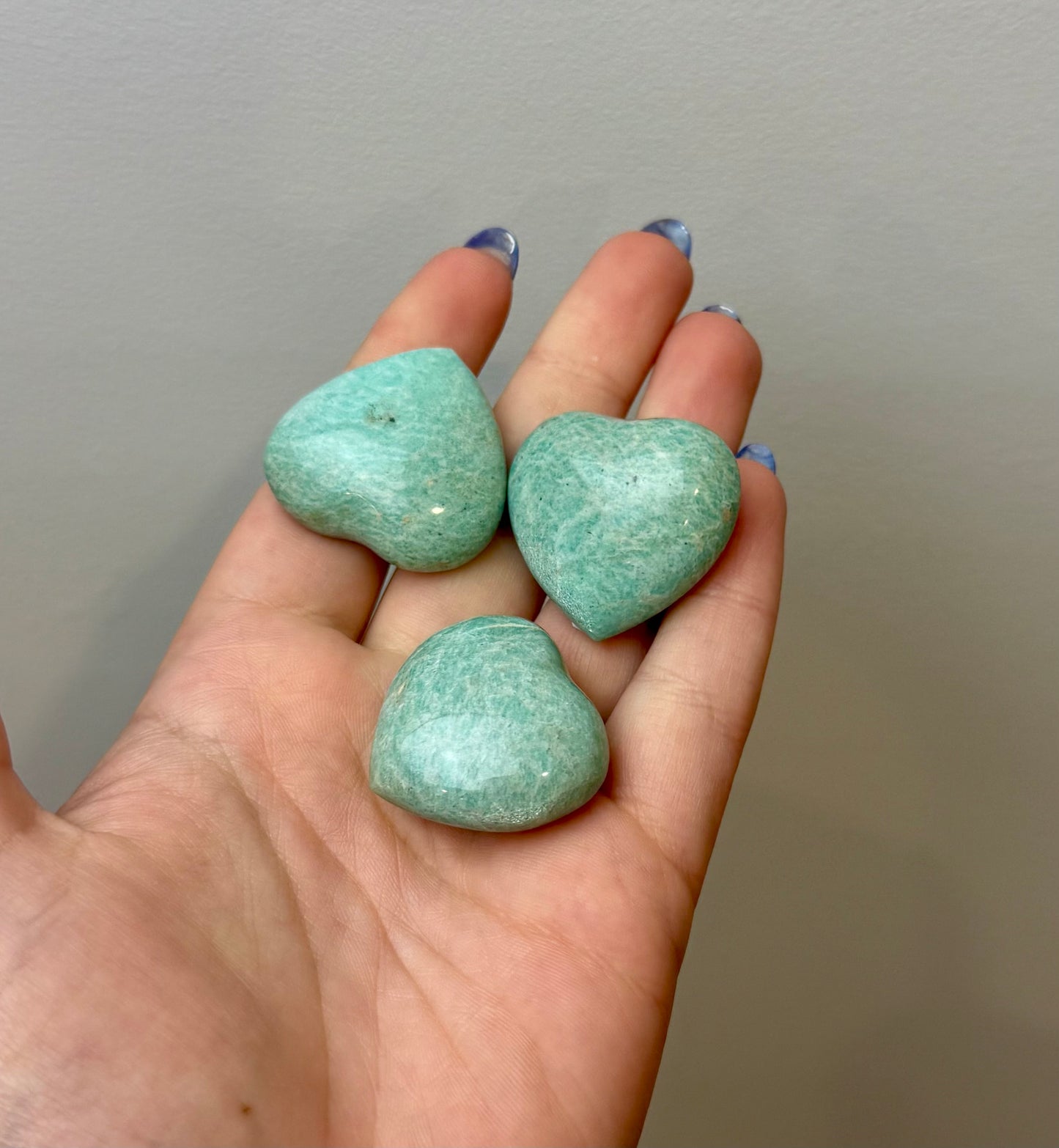 Amazonite heart carvings