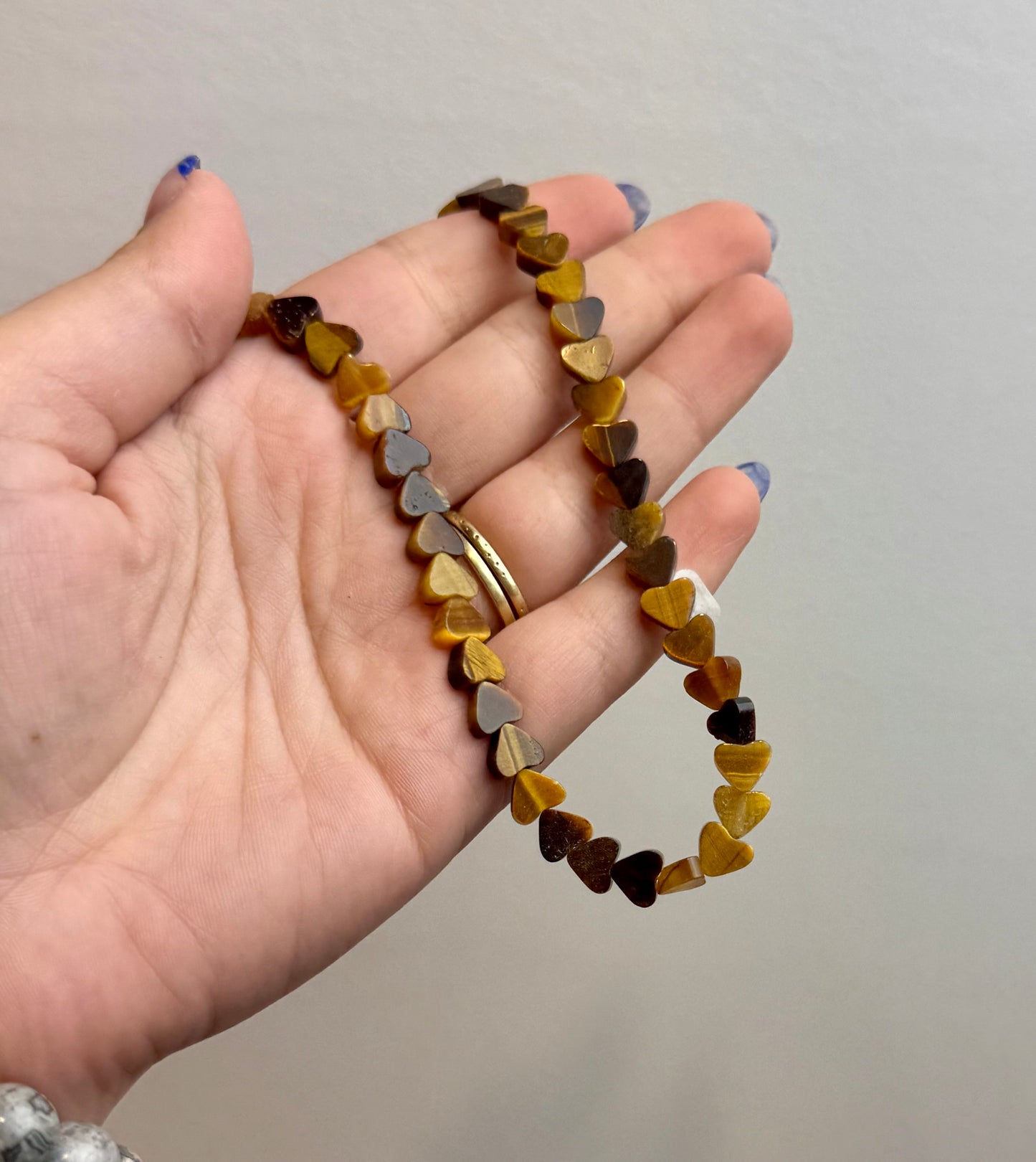 Tigers eye heart bead strand