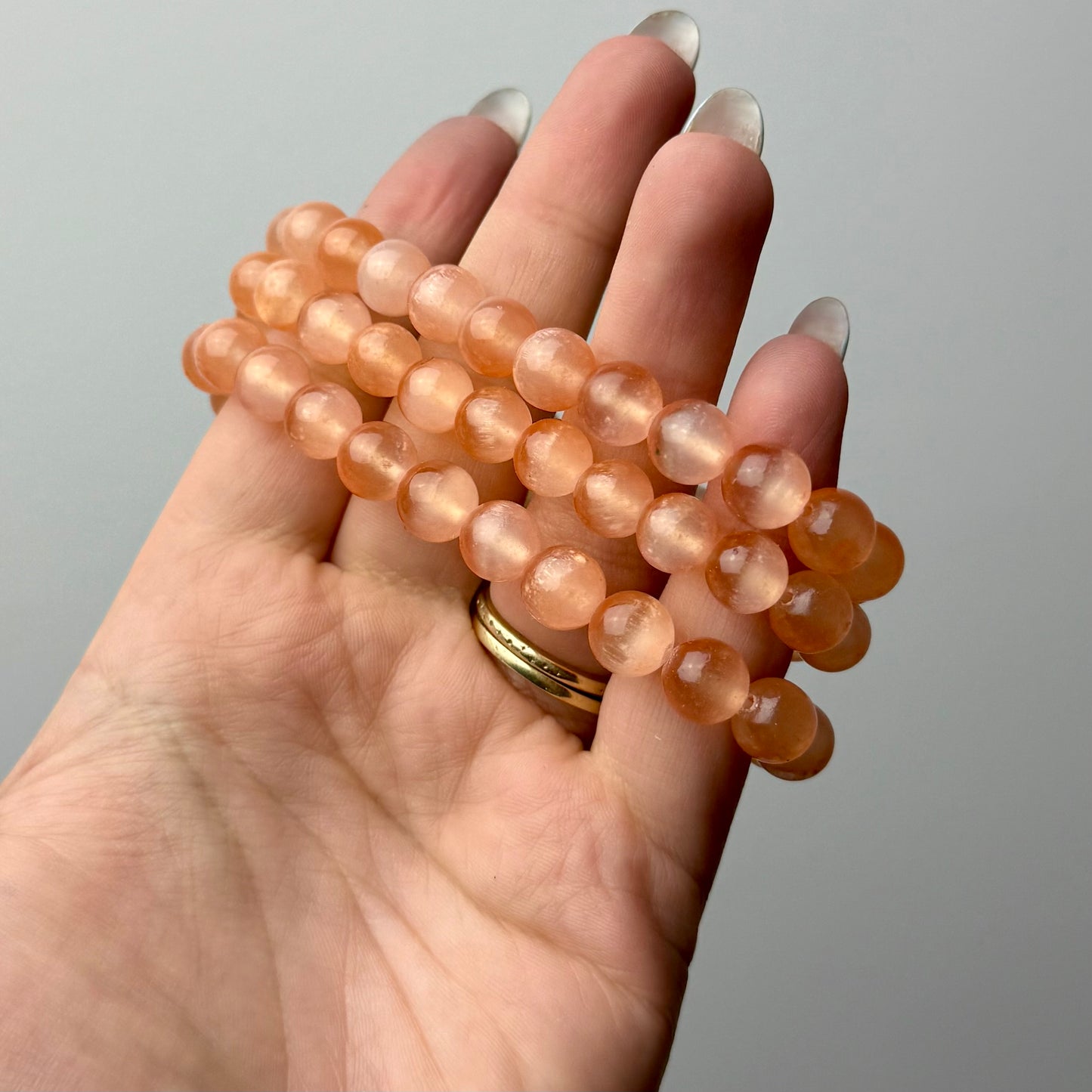 Dyed orange satin spar bracelets