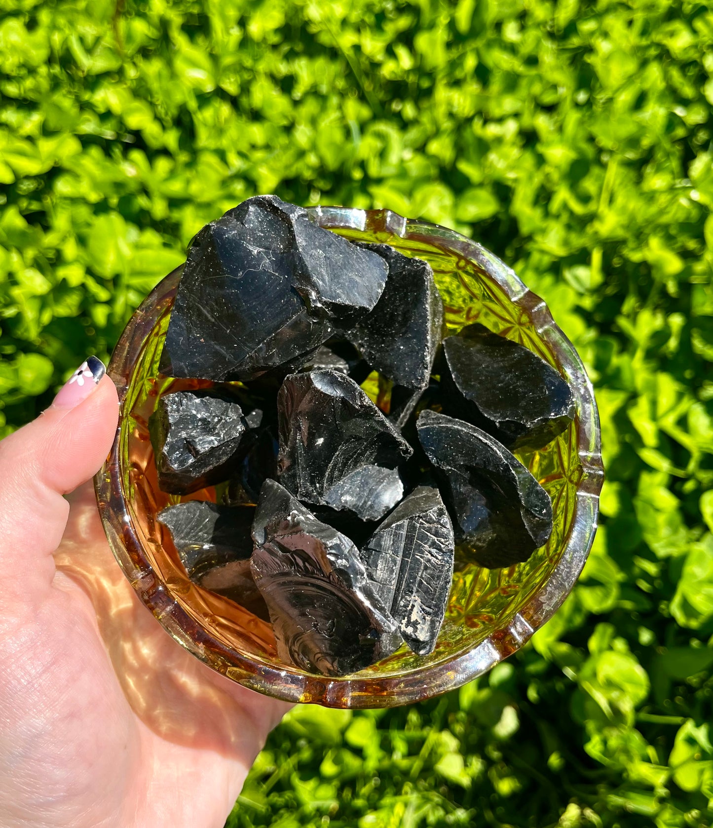 Raw black obsidian