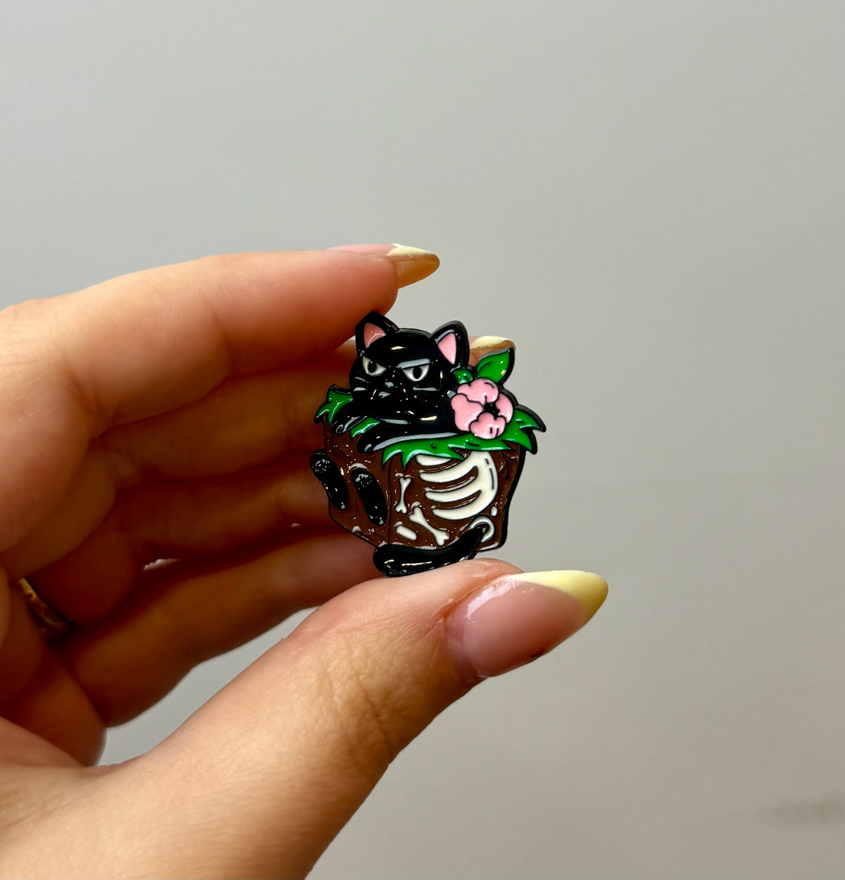Cat Skelton enamel pin