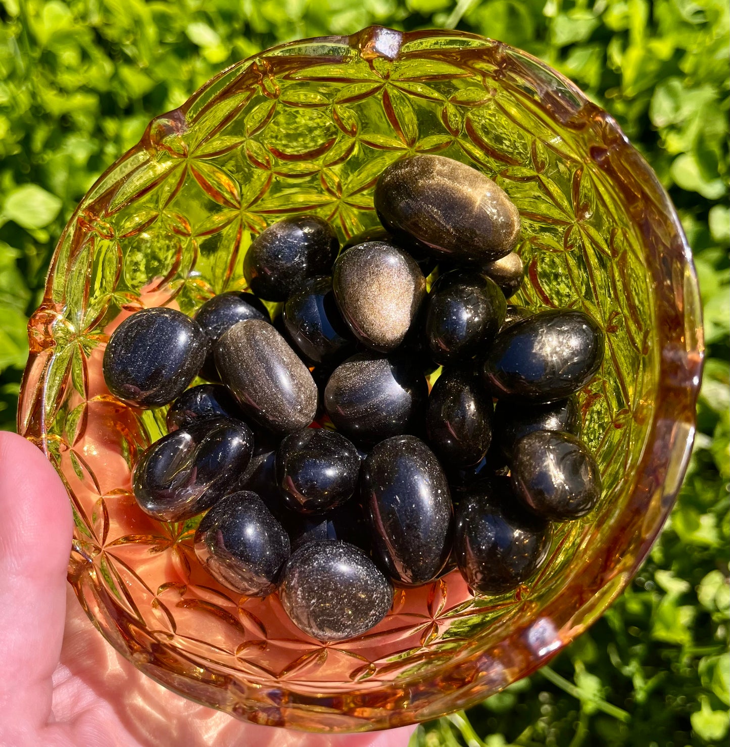 Gold sheen obsidian tumbles
